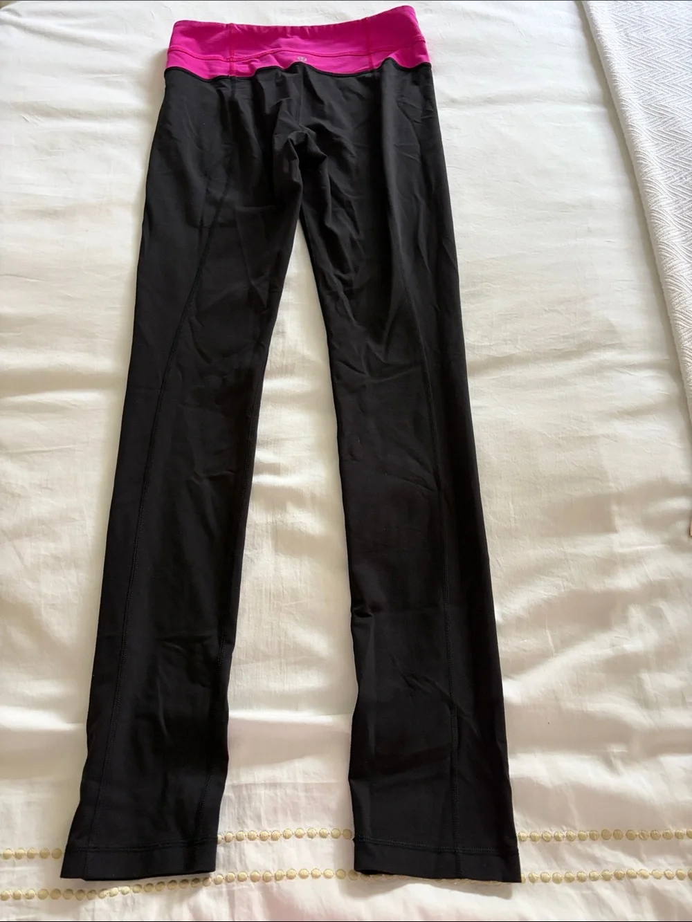 lululemon athletica Black Leggings with Pink Waistband